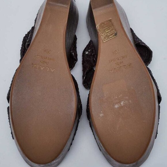 Alaïa Brown Snakeskin Ankle Wrap Wedge Sandals Size 8/38.5 - Picture 2 of 4